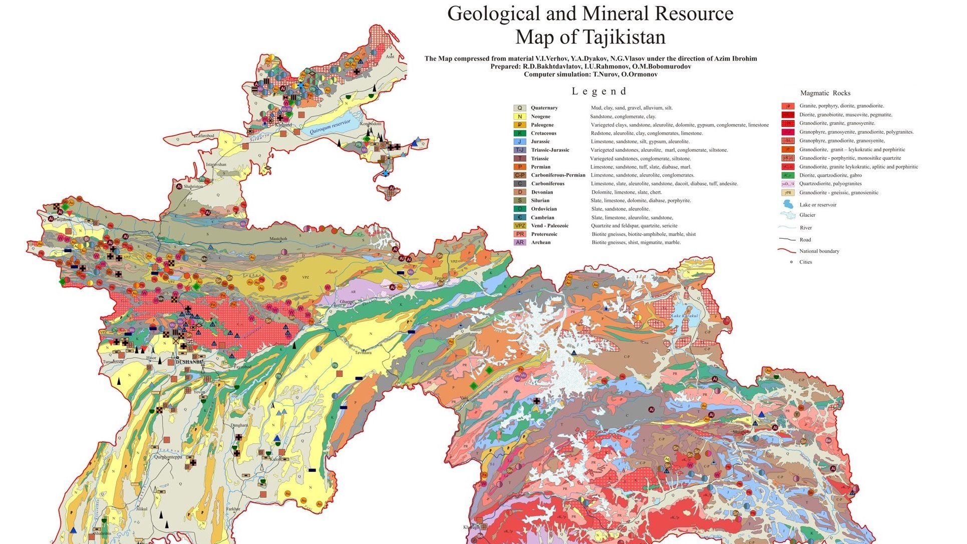 Геологическая карта таджикистана